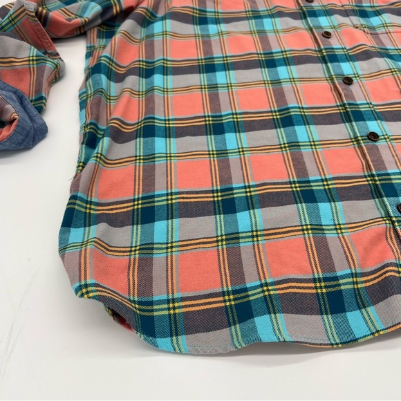 L.L. Bean Men’s XL Plaid Button-Up Shirt – Coral & Teal – Traditional Fit - Picture 2 of 10